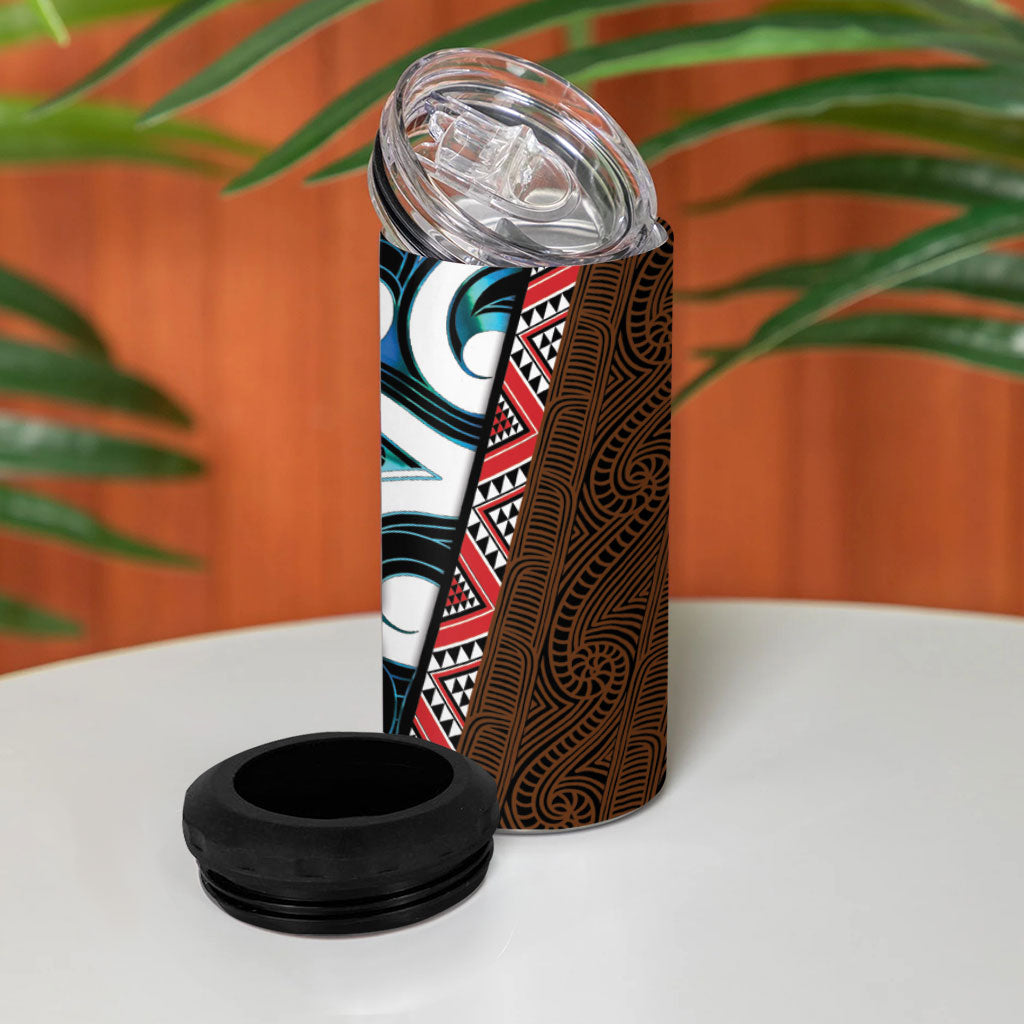 New Zealand Whakairo 4 in 1 Can Cooler Tumbler Tiki Maori Carving Taniko Motifs