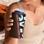 New Zealand Whakairo 4 in 1 Can Cooler Tumbler Tiki Maori Carving Taniko Motifs