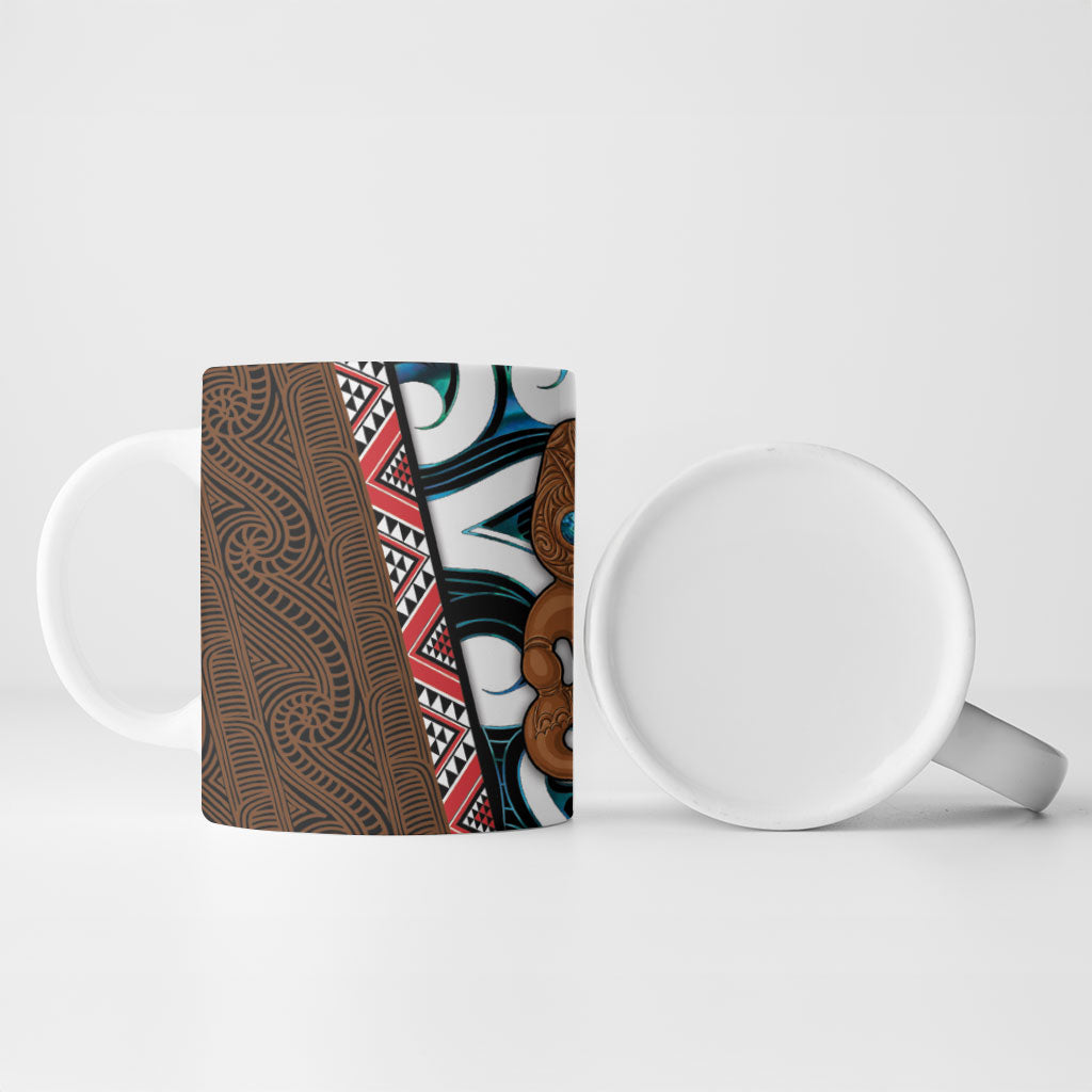 New Zealand Whakairo Ceramic Mug Tiki Maori Carving Taniko Motifs