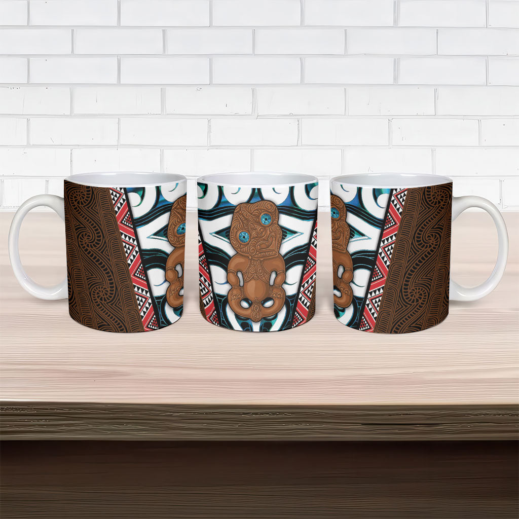 New Zealand Whakairo Ceramic Mug Tiki Maori Carving Taniko Motifs