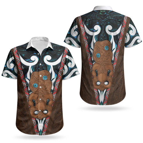 New Zealand Whakairo Couples Matching Mermaid Dress and Hawaiian Shirt Tiki Maori Carving Taniko Motifs
