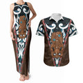 New Zealand Whakairo Couples Matching Tank Maxi Dress and Hawaiian Shirt Tiki Maori Carving Taniko Motifs