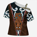 New Zealand Whakairo Cross Shoulder Shirt Tiki Maori Carving Taniko Motifs
