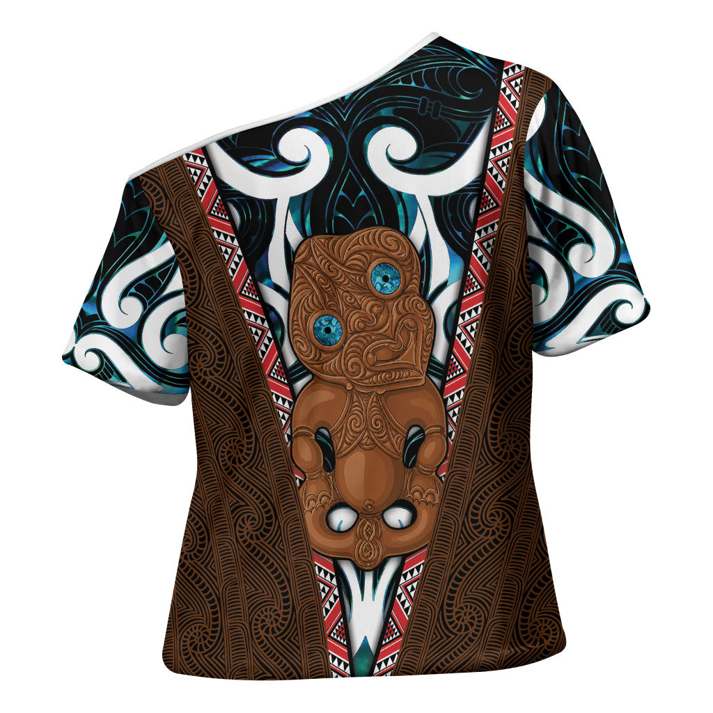 New Zealand Whakairo Cross Shoulder Shirt Tiki Maori Carving Taniko Motifs