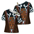 New Zealand Whakairo Cross Shoulder Shirt Tiki Maori Carving Taniko Motifs