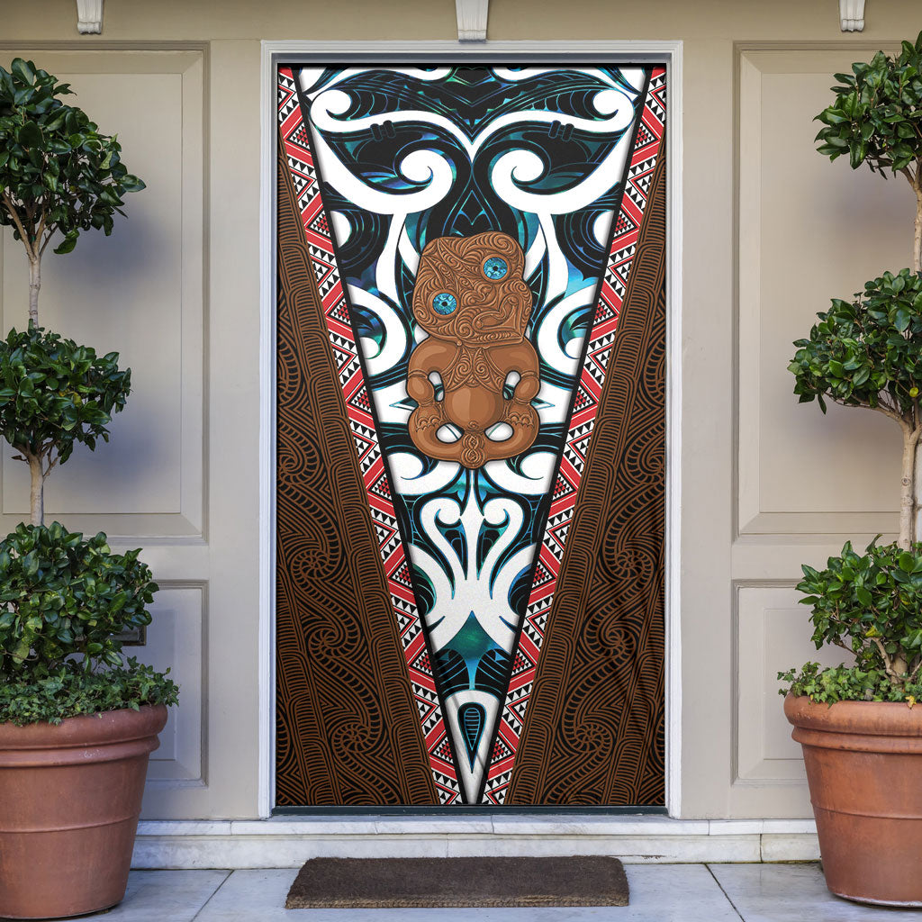 New Zealand Whakairo Door Cover Tiki Maori Carving Taniko Motifs