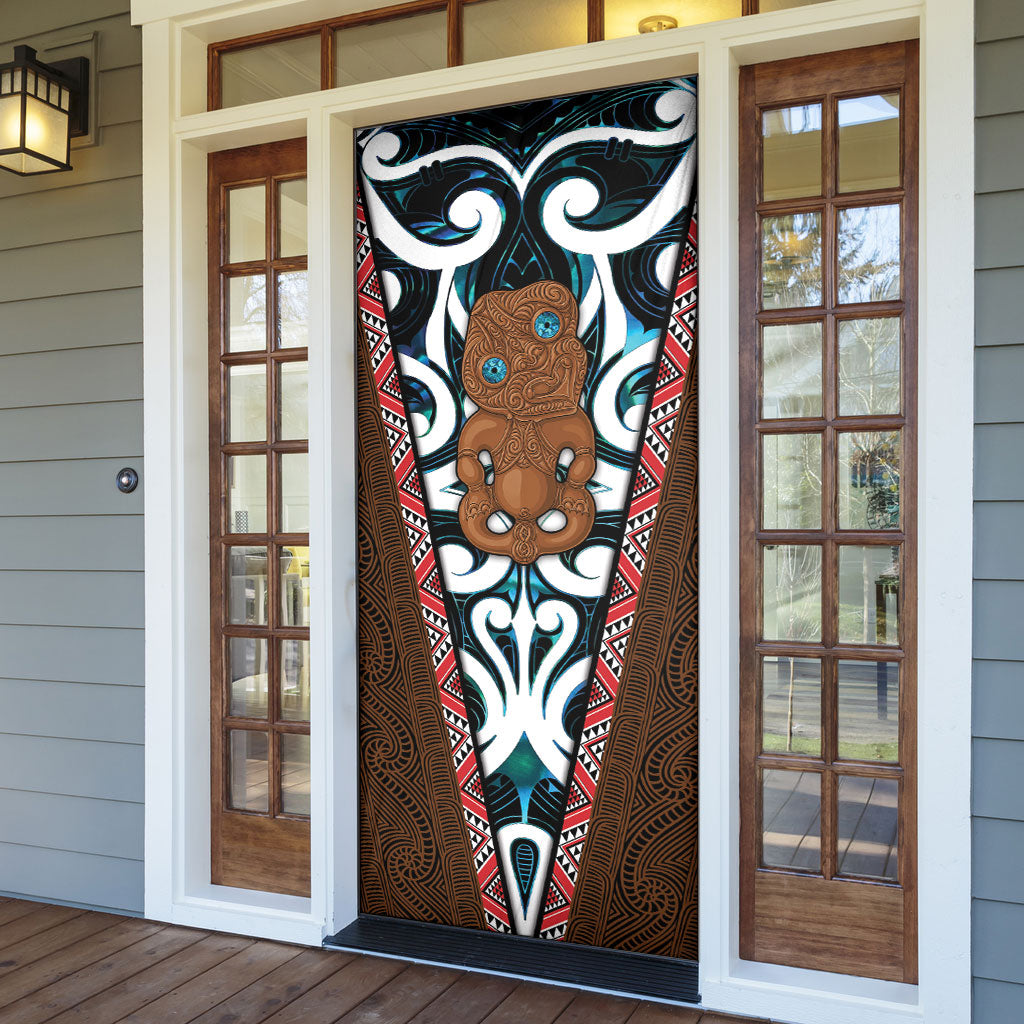 New Zealand Whakairo Door Cover Tiki Maori Carving Taniko Motifs