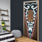 New Zealand Whakairo Door Cover Tiki Maori Carving Taniko Motifs