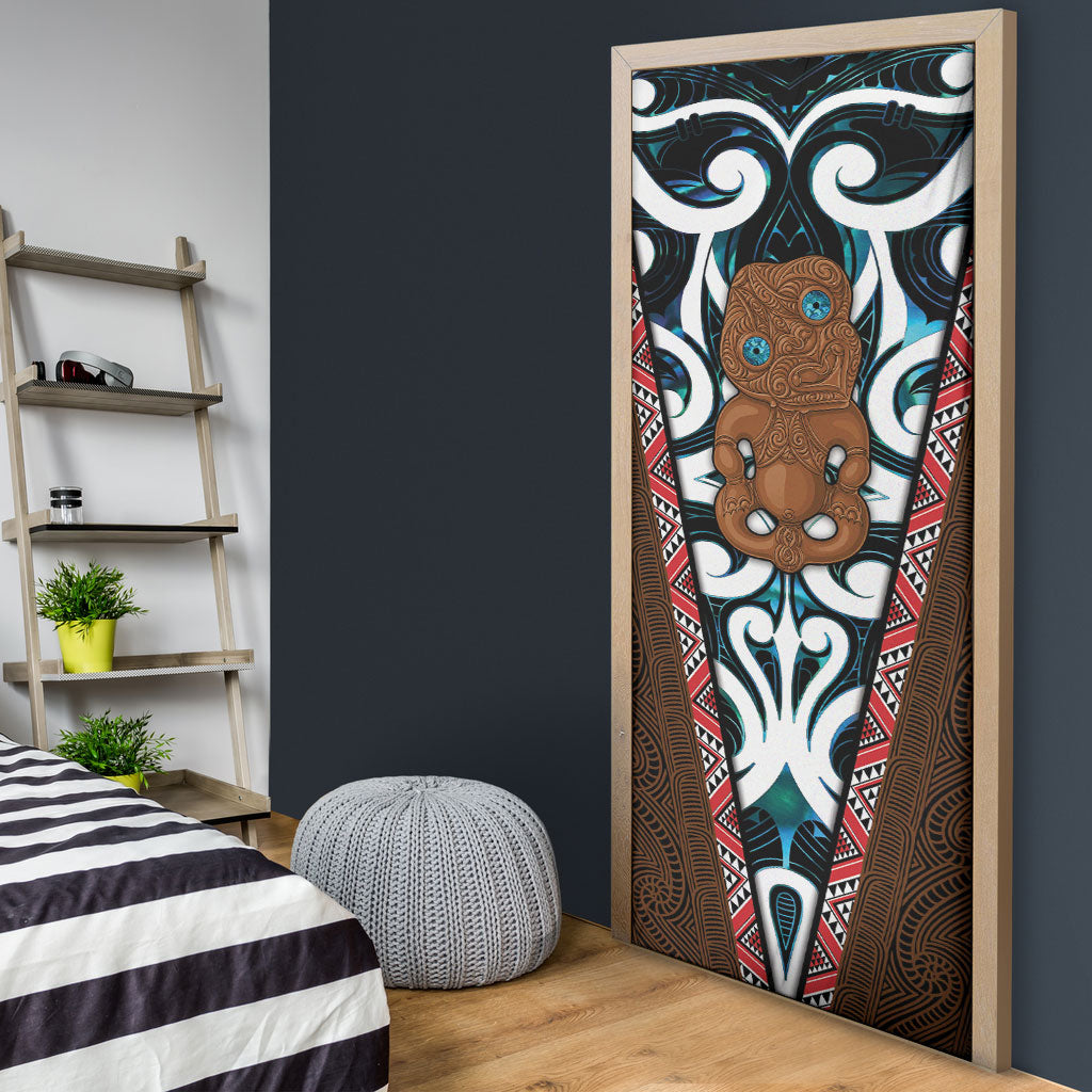New Zealand Whakairo Door Cover Tiki Maori Carving Taniko Motifs