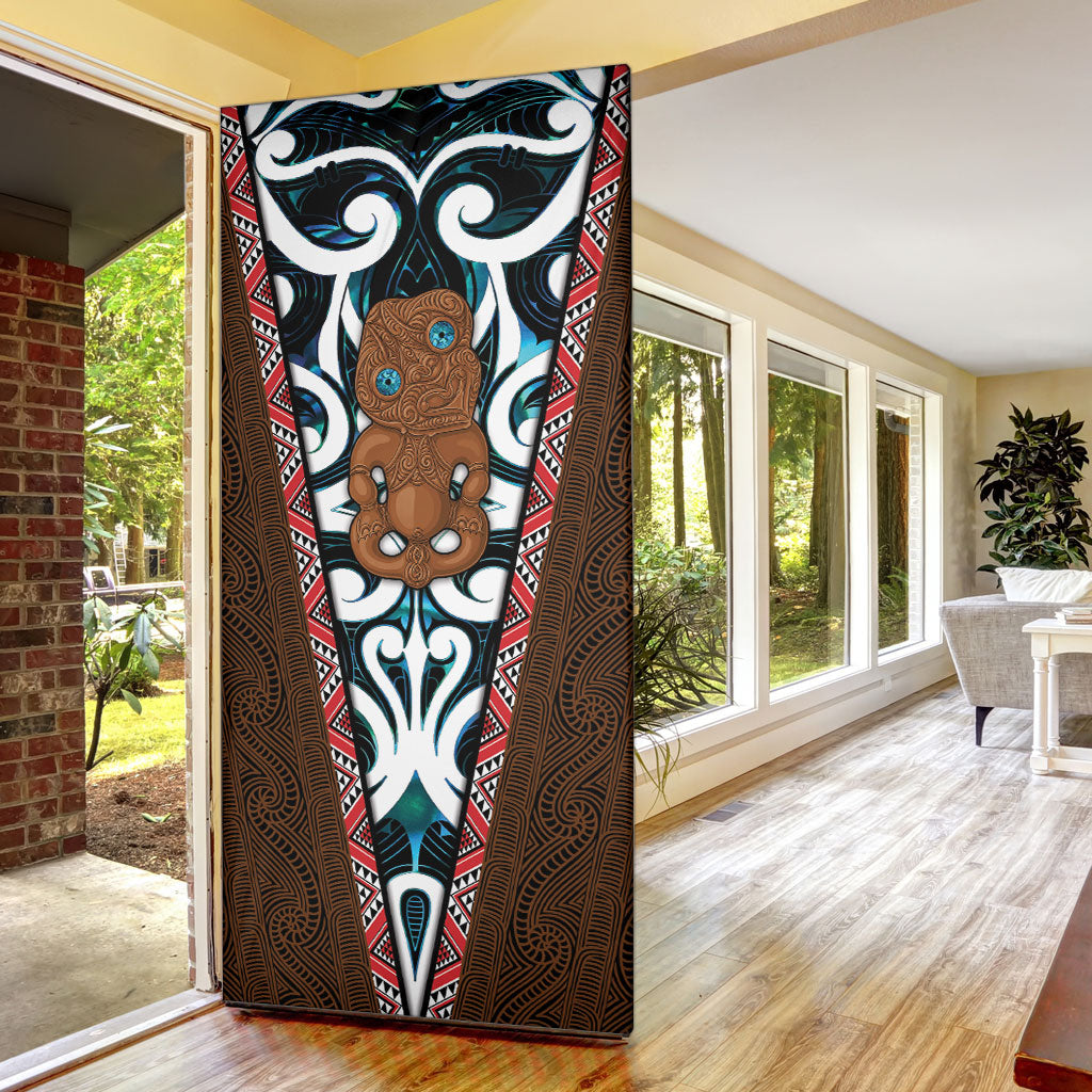 New Zealand Whakairo Door Cover Tiki Maori Carving Taniko Motifs