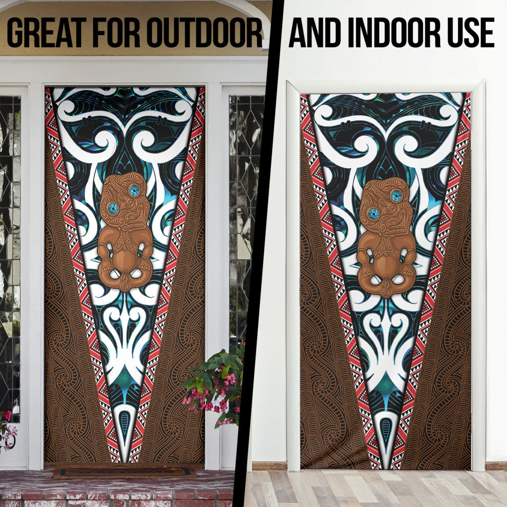 New Zealand Whakairo Door Cover Tiki Maori Carving Taniko Motifs