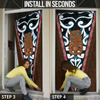 New Zealand Whakairo Door Cover Tiki Maori Carving Taniko Motifs