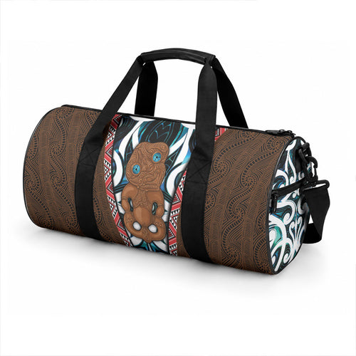 New Zealand Whakairo Duffle Bag Tiki Maori Carving Taniko Motifs