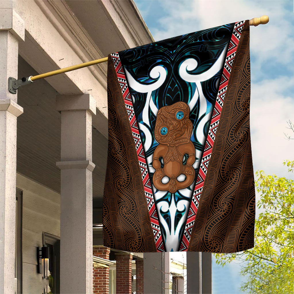 New Zealand Whakairo Garden Flag Tiki Maori Carving Taniko Motifs