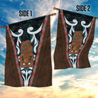 New Zealand Whakairo Garden Flag Tiki Maori Carving Taniko Motifs