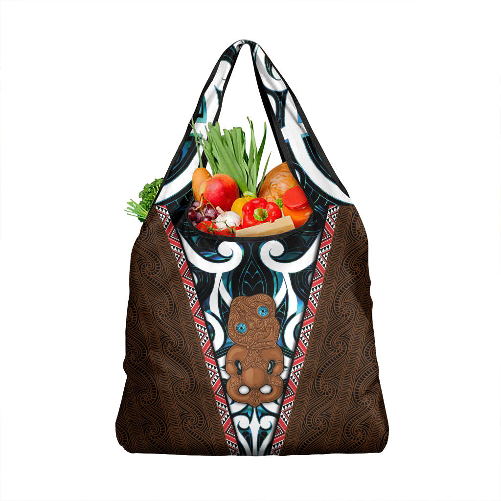New Zealand Whakairo Grocery Bag Tiki Maori Carving Taniko Motifs