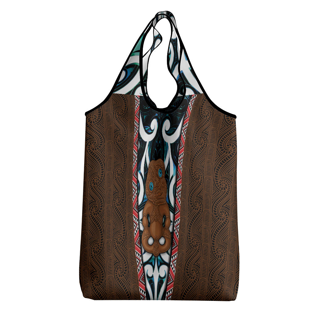 New Zealand Whakairo Grocery Bag Tiki Maori Carving Taniko Motifs
