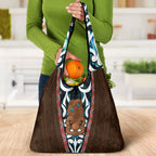 New Zealand Whakairo Grocery Bag Tiki Maori Carving Taniko Motifs