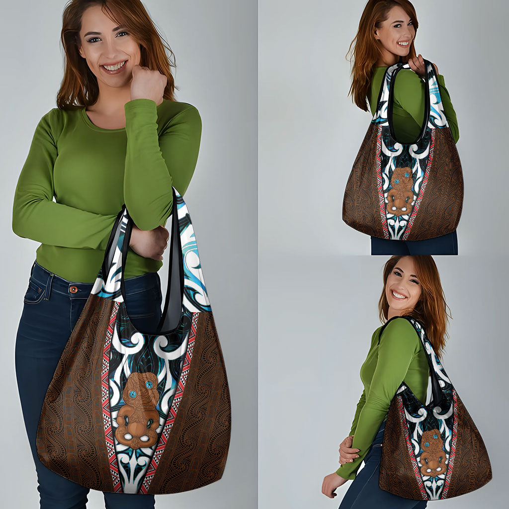 New Zealand Whakairo Grocery Bag Tiki Maori Carving Taniko Motifs