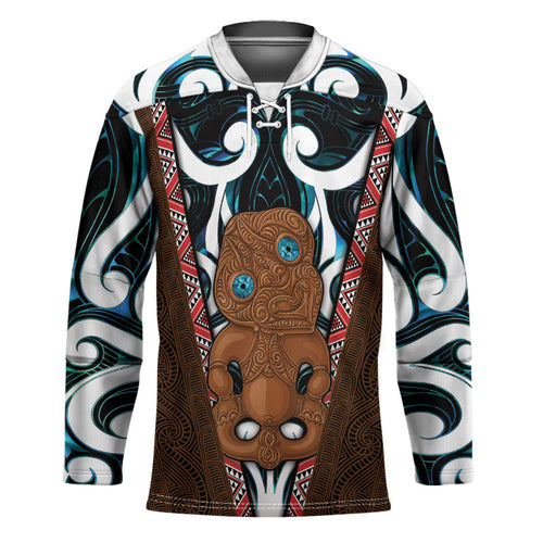 New Zealand Whakairo Hockey Jersey Tiki Maori Carving Taniko Motifs