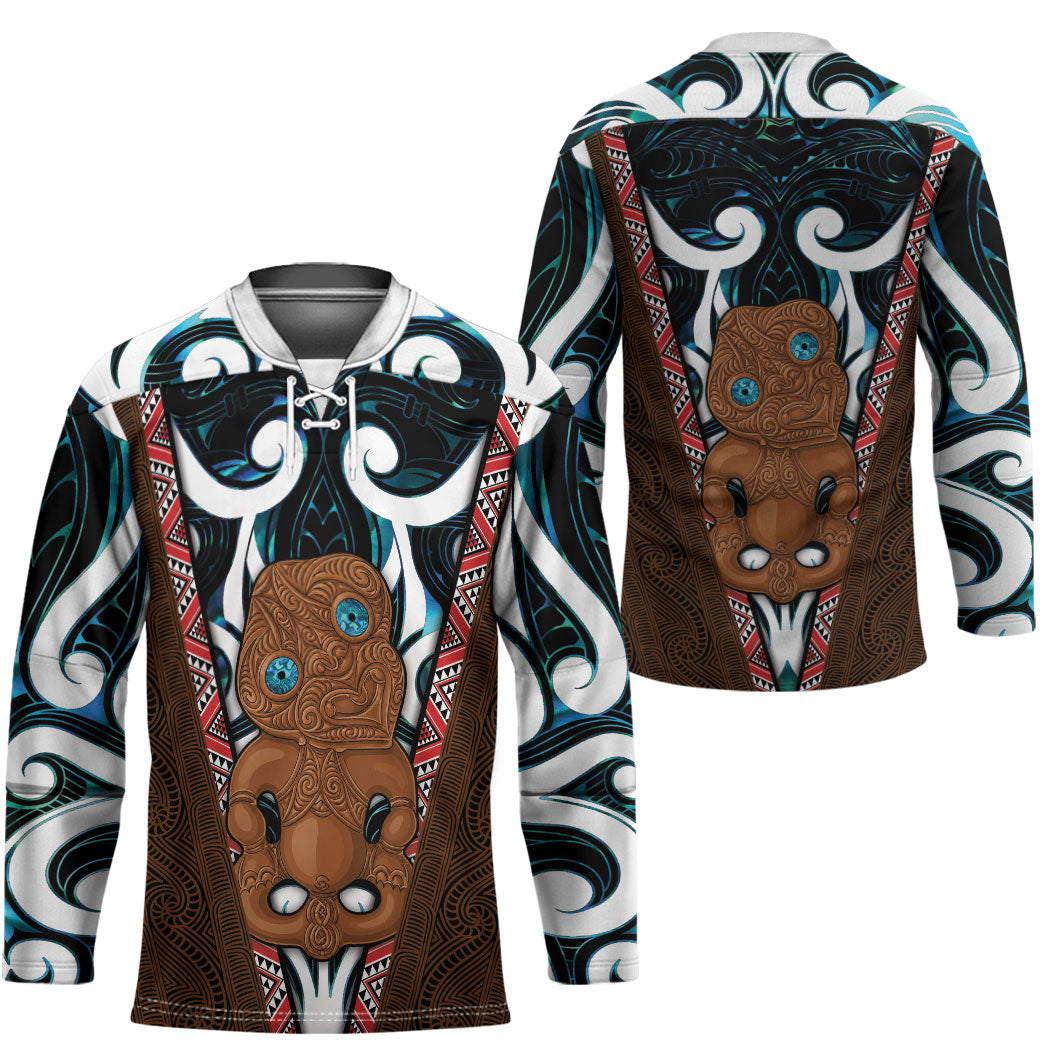 New Zealand Whakairo Hockey Jersey Tiki Maori Carving Taniko Motifs
