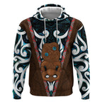 New Zealand Whakairo Hoodie Tiki Maori Carving Taniko Motifs