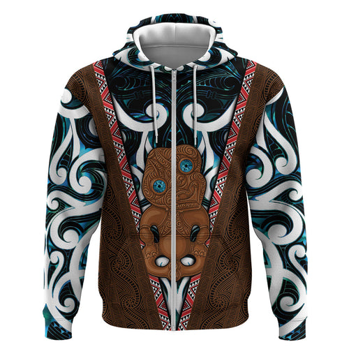 New Zealand Whakairo Hoodie Tiki Maori Carving Taniko Motifs