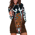 New Zealand Whakairo Hoodie Dress Tiki Maori Carving Taniko Motifs