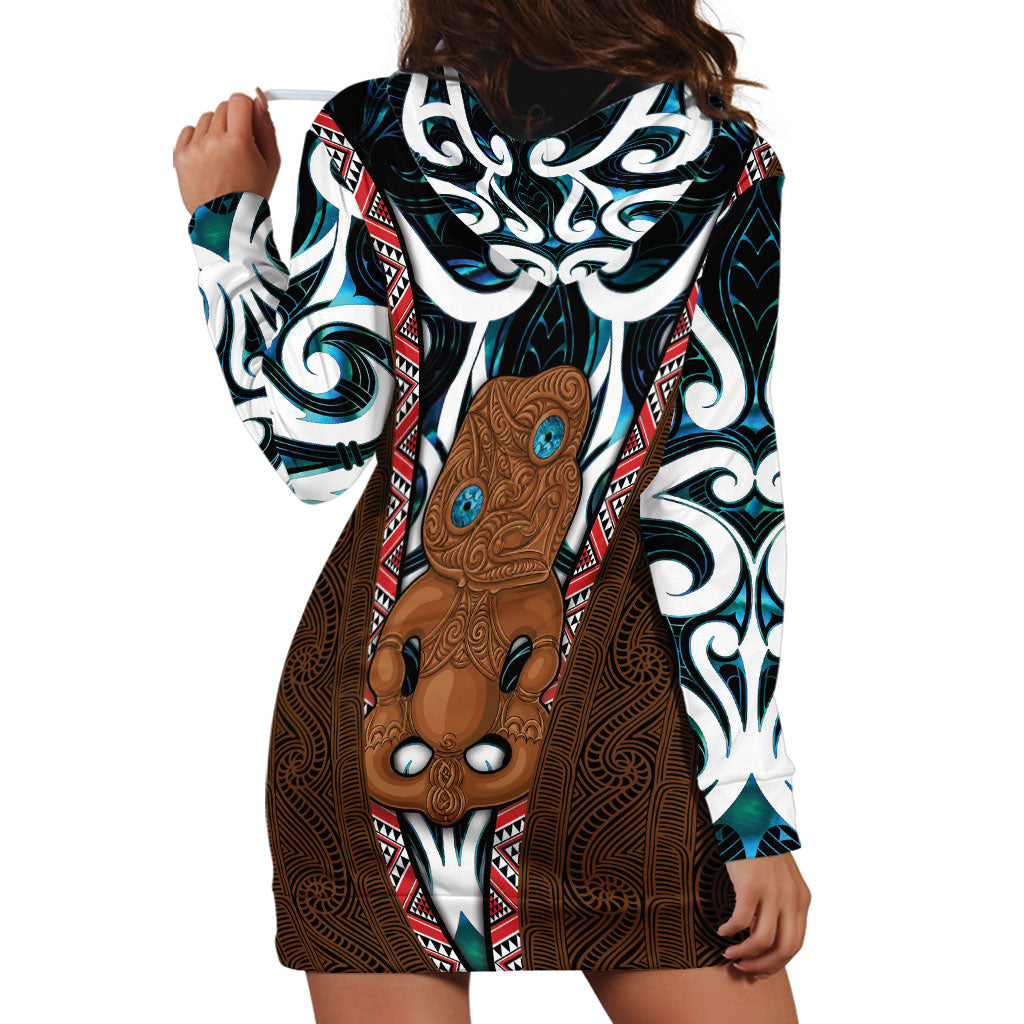 New Zealand Whakairo Hoodie Dress Tiki Maori Carving Taniko Motifs