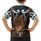 New Zealand Whakairo Kid Hawaiian Shirt Tiki Maori Carving Taniko Motifs