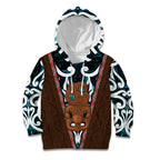 New Zealand Whakairo Kid Hoodie Tiki Maori Carving Taniko Motifs