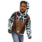 New Zealand Whakairo Kid Hoodie Tiki Maori Carving Taniko Motifs