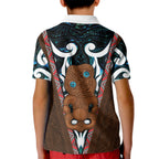 New Zealand Whakairo Kid Polo Shirt Tiki Maori Carving Taniko Motifs