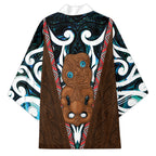 New Zealand Whakairo Kimono Tiki Maori Carving Taniko Motifs