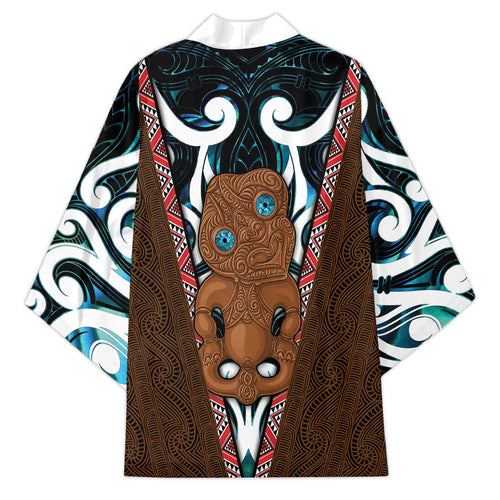 New Zealand Whakairo Kimono Tiki Maori Carving Taniko Motifs