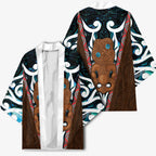 New Zealand Whakairo Kimono Tiki Maori Carving Taniko Motifs
