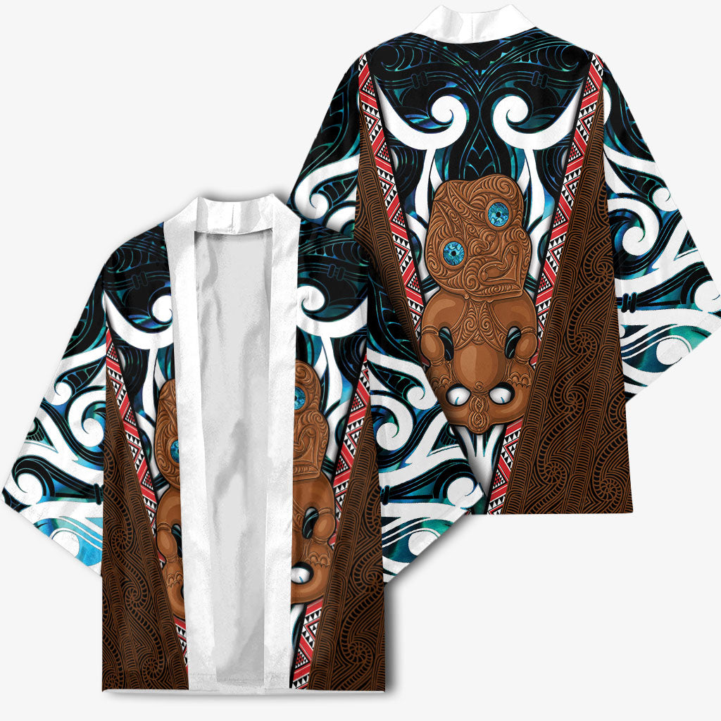New Zealand Whakairo Kimono Tiki Maori Carving Taniko Motifs