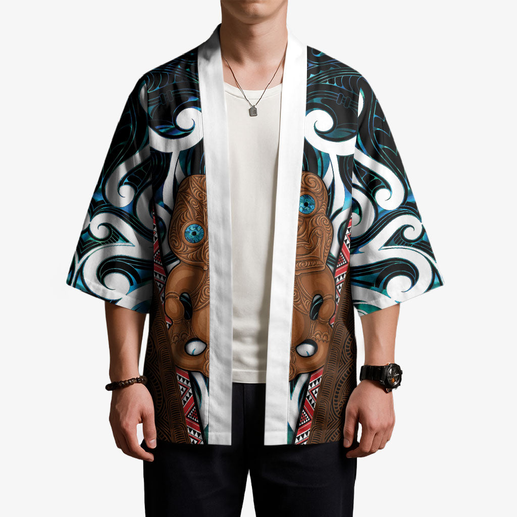New Zealand Whakairo Kimono Tiki Maori Carving Taniko Motifs
