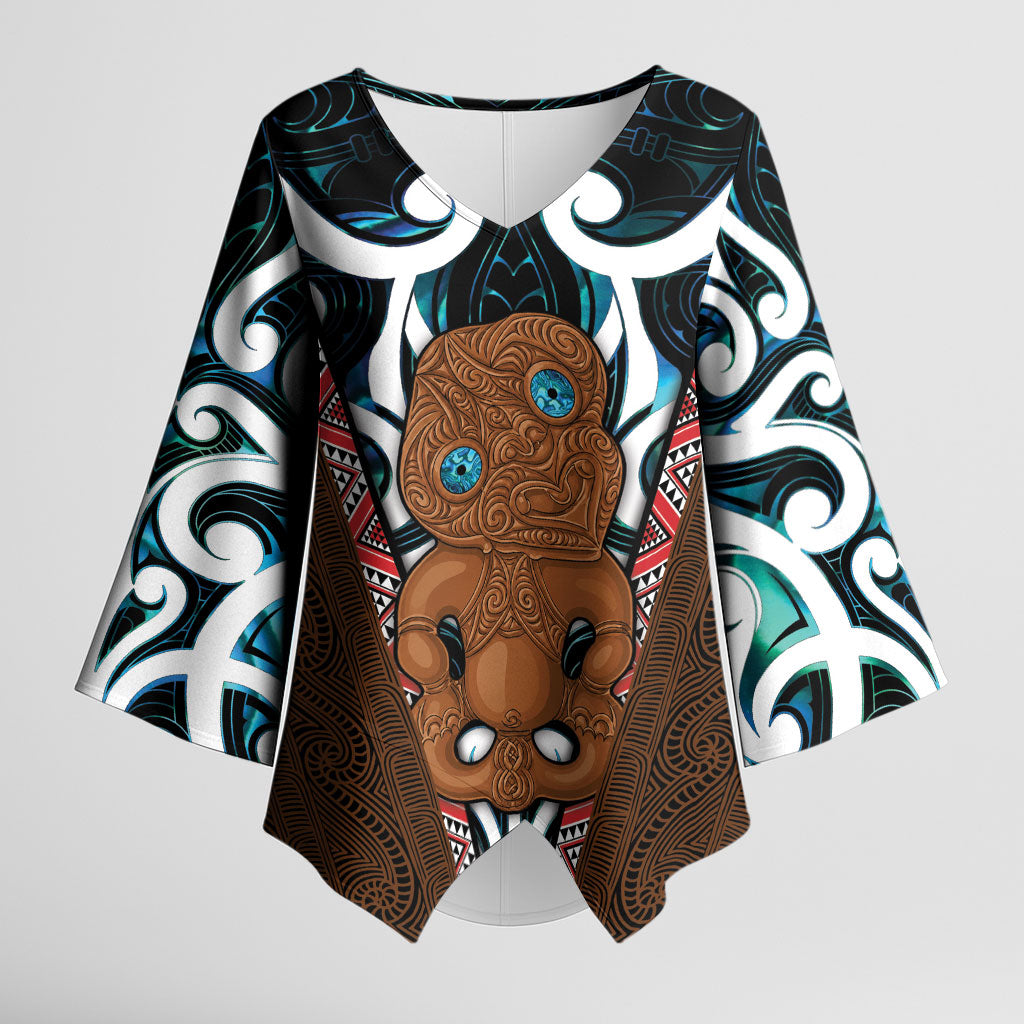 New Zealand Whakairo Kimono Sleeve Blouse Tiki Maori Carving Taniko Motifs