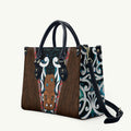 New Zealand Whakairo Leather Bag Tiki Maori Carving Taniko Motifs