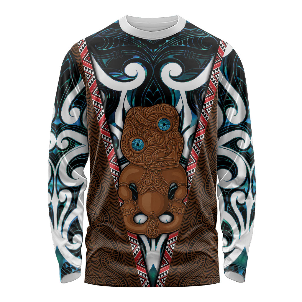 New Zealand Whakairo Long Sleeve Shirt Tiki Maori Carving Taniko Motifs
