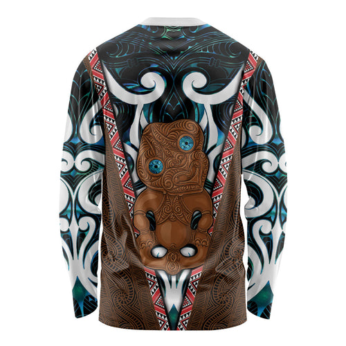 New Zealand Whakairo Long Sleeve Shirt Tiki Maori Carving Taniko Motifs