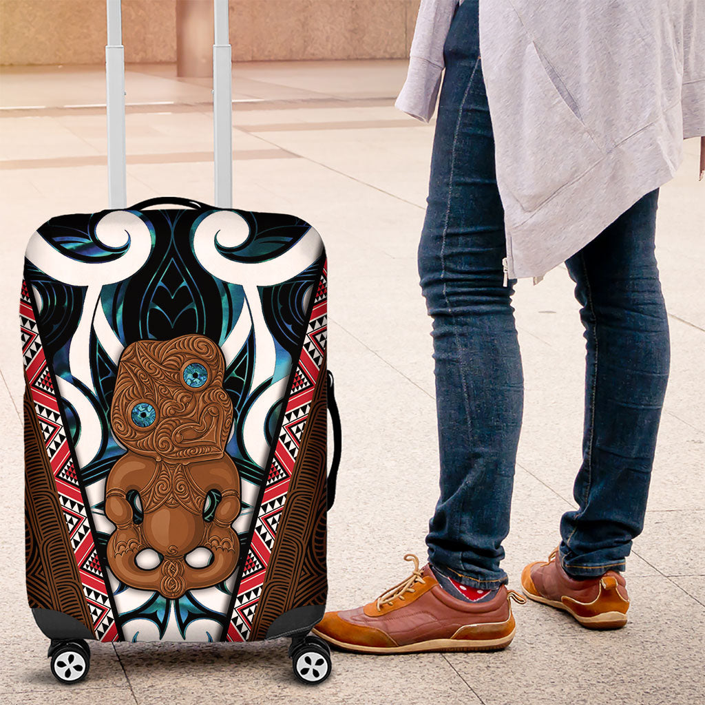 New Zealand Whakairo Luggage Cover Tiki Maori Carving Taniko Motifs