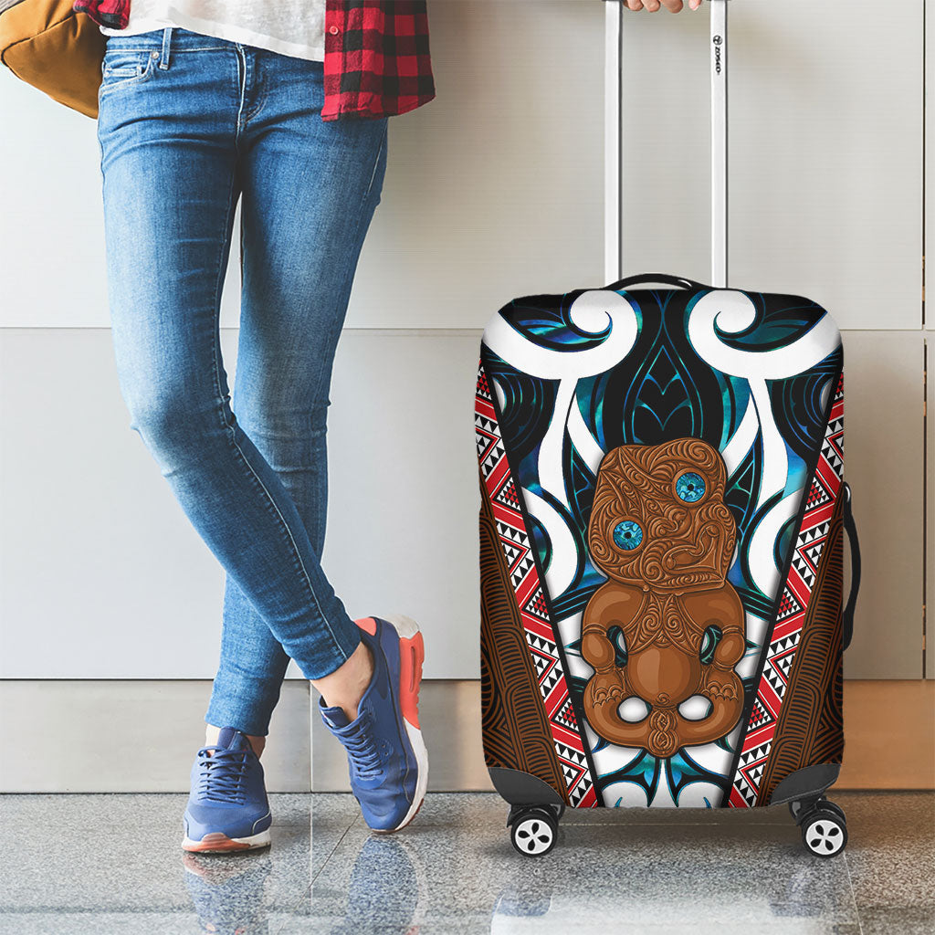 New Zealand Whakairo Luggage Cover Tiki Maori Carving Taniko Motifs