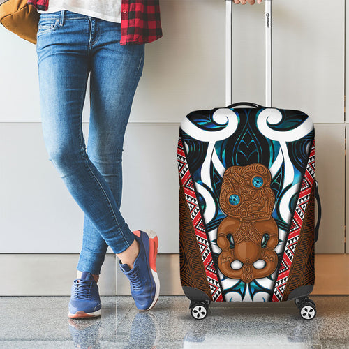 New Zealand Whakairo Luggage Cover Tiki Maori Carving Taniko Motifs