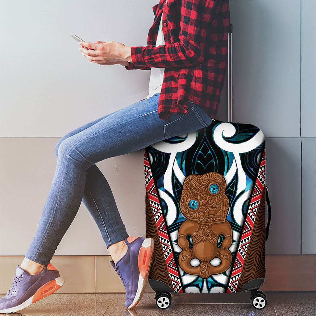 New Zealand Whakairo Luggage Cover Tiki Maori Carving Taniko Motifs