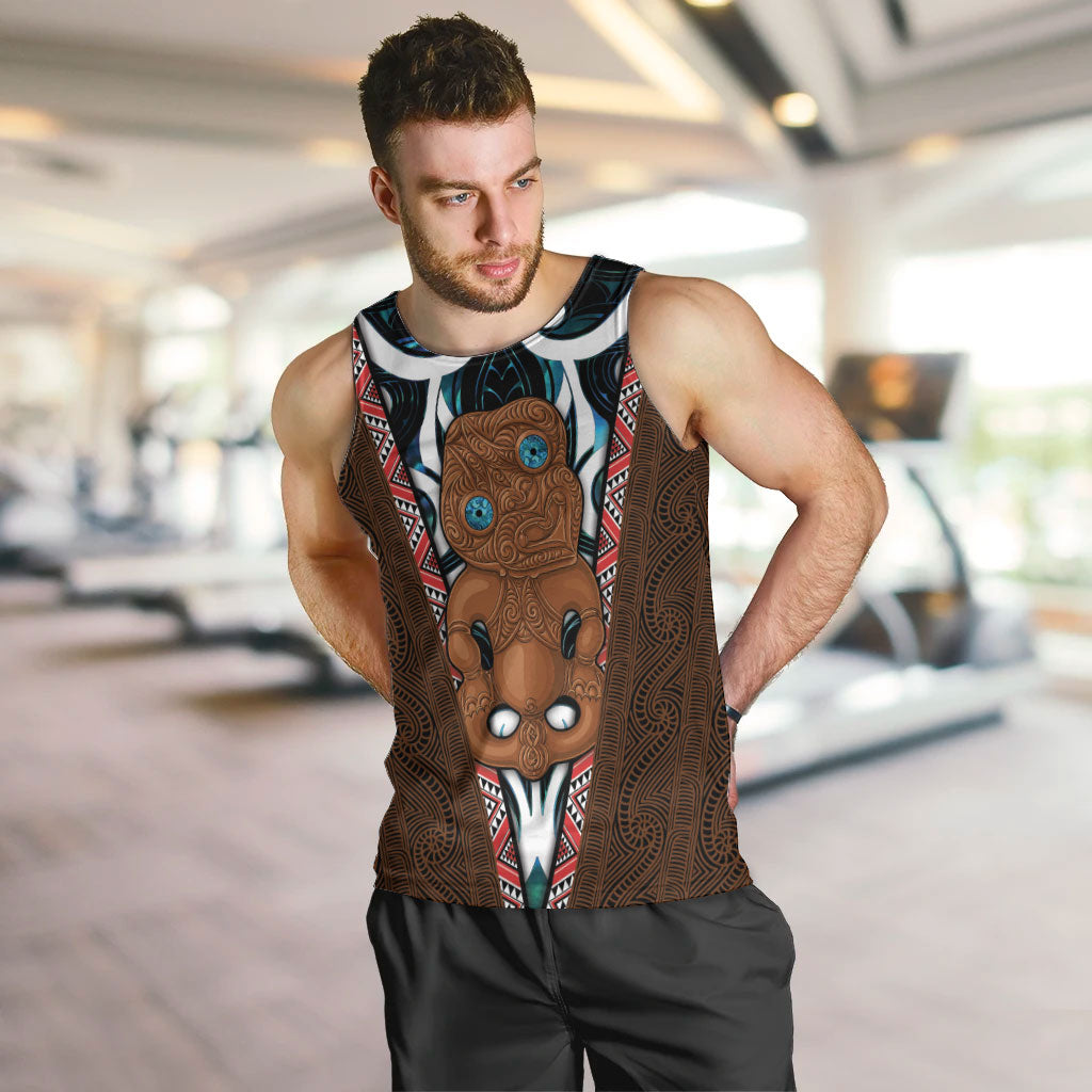 New Zealand Whakairo Men Tank Top Tiki Maori Carving Taniko Motifs