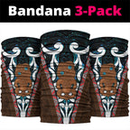New Zealand Whakairo Neck Gaiter Tiki Maori Carving Taniko Motifs