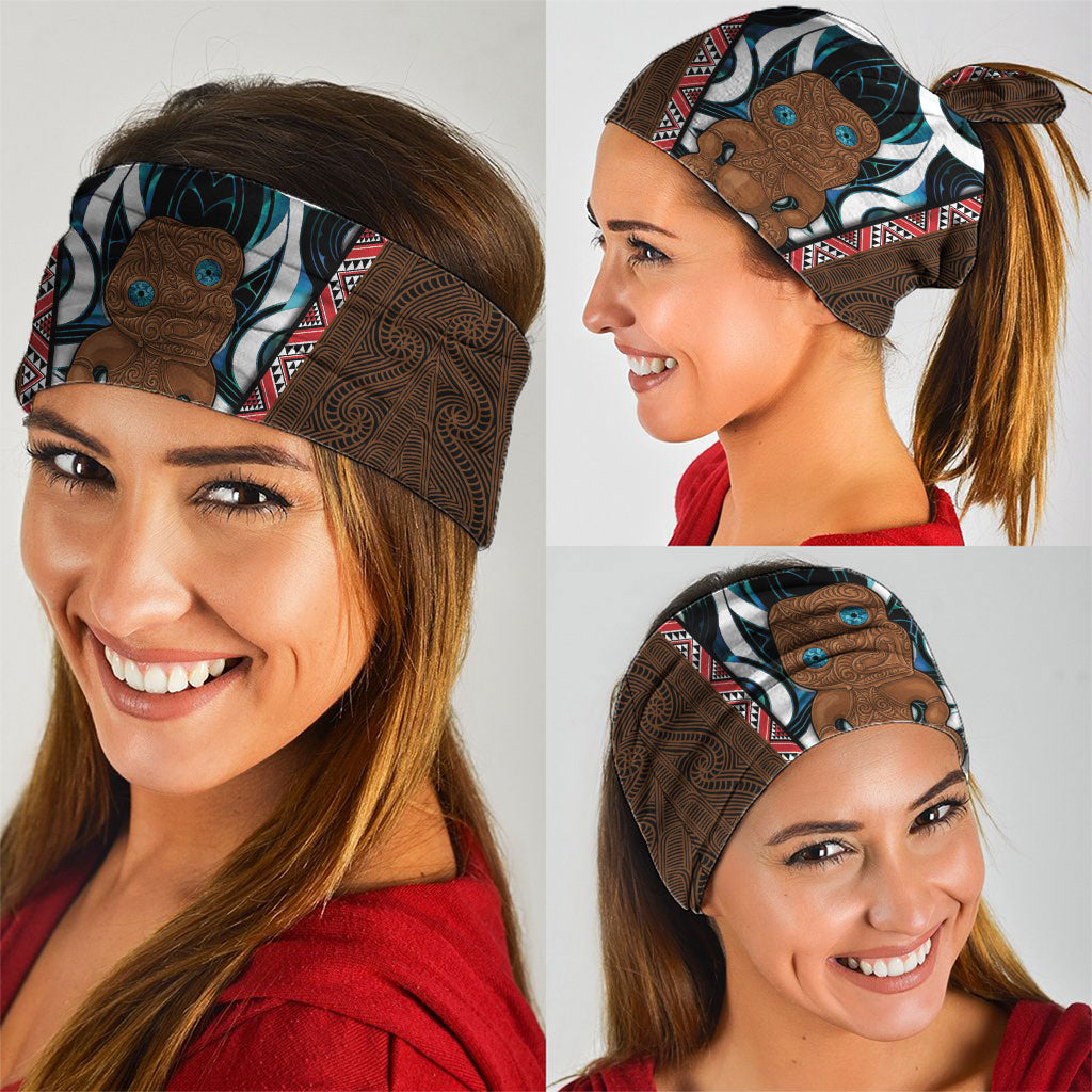 New Zealand Whakairo Neck Gaiter Tiki Maori Carving Taniko Motifs