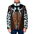 New Zealand Whakairo Padded Jacket Tiki Maori Carving Taniko Motifs